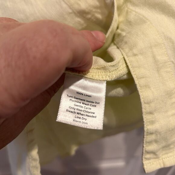 Talbots Pure Irish Linen Citrine‎ Yellow Button Front Top Womens Size 16 - Picture 5 of 5